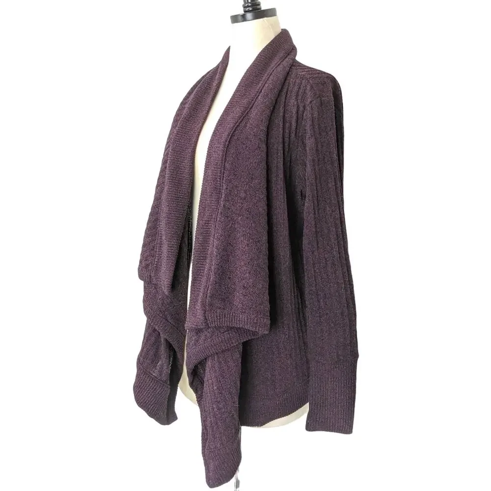 ATHLETA Tiburon Cardigan Sweater Ribbed Sleeve Purple Seasonless Waterfall XXS S